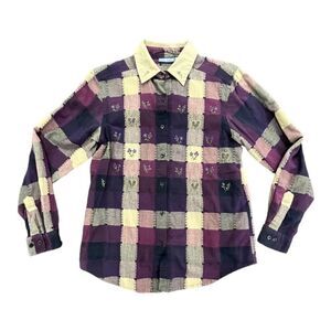 Women's Embroidered Floral print purple Nectar Long Sleeve Shirt Size Medium